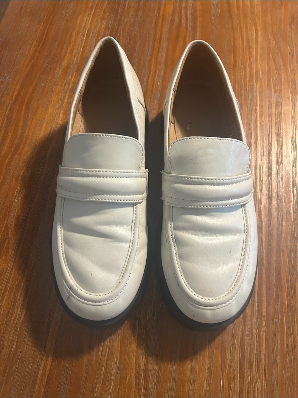 Nine West White Leather Penny-Style Loafers